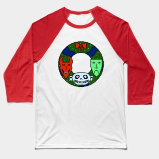 Pixelated Oogie's Boys Lock Shock and Barrel Christmas Wreath Baseball T-Shirt